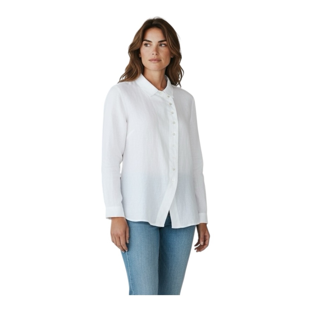 Nina Loca Roma Linen Lagenlook Minimalist Button Front Shirt